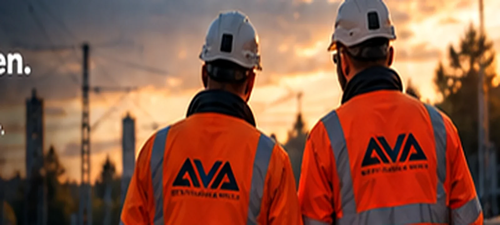 AVA Team in orangefarbenen Schutzjacken auf Bahnbaustelle